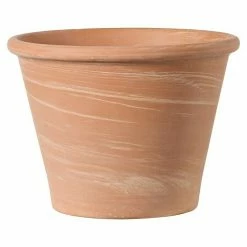 BAUHAUS Deroma Pflanztopf Vasum Außenmaß (Ø X H): 21 X 16,2 Cm, Naturmaterialien, Terracotta, Weiß