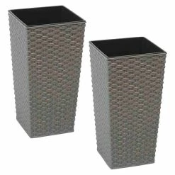 BAUHAUS Siena Garden Pflanzsäule Eckig Set Paris Eco 2 X Pflanzsäule 25 X 25 X 46 Cm, Kunststoff, Grau