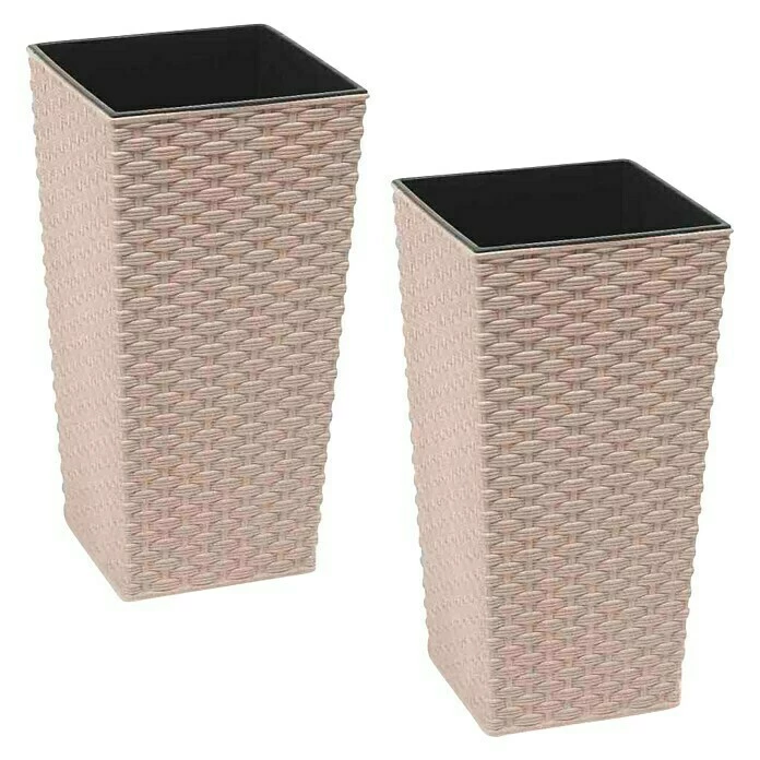 BAUHAUS Siena Garden Pflanzsäule Eckig Set Paris Eco 2 X Pflanzsäule 25 X 25 X 46 Cm, Kunststoff, Weiß