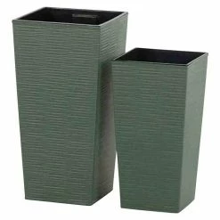 BAUHAUS Siena Garden Pflanzsäule Eckig Set Nizza Eco 1 X Pflanzsäule 25 X 25 X 46,5 Cm, 1 X Pflanzsäule 30 X 30 X 57 Cm, Kunststoff, Grün