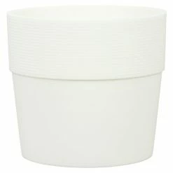 BAUHAUS Scheurich Übertopf Rund Groove Außenmaß (Ø X H): 28,5 X 26 Cm, Bianco, Kunststoff