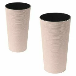 BAUHAUS Siena Garden Pflanzsäule Rund Set Locon Eco 1 X Pflanzsäule Ø30 X 57 Cm, 1 X Pflanzsäule Ø25 X 46,5 Cm, Kunststoff, Cremeweiß