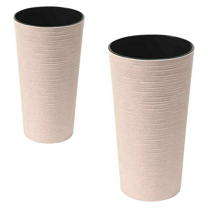 BAUHAUS Siena Garden Pflanzsäule Rund Set Locon Eco 1 X Pflanzsäule Ø30 X 57 Cm, 1 X Pflanzsäule Ø25 X 46,5 Cm, Kunststoff, Cremeweiß