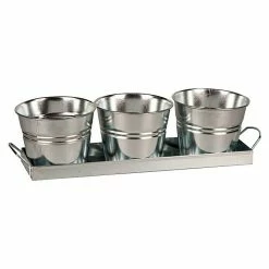 BAUHAUS Deko-Tablett Mit Pflanztöpfen Silber, L X B X H: 47 X 11 X 14 Cm, Metall