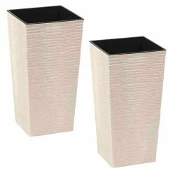 BAUHAUS Siena Garden Pflanzsäule Eckig Set Nizza Eco 2 X Pflanzsäule 25 X 25 X 46,5 Cm, Kunststoff, Weiß