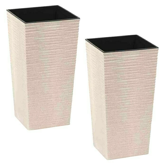 BAUHAUS Siena Garden Pflanzsäule Eckig Set Nizza Eco 2 X Pflanzsäule 25 X 25 X 46,5 Cm, Kunststoff, Weiß