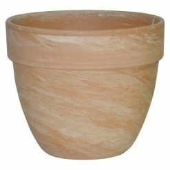 BAUHAUS Pflanztopf Levante Außenmaß (Ø X H): 21 X 18 Cm, Naturmaterialien, Hell Marmoriert