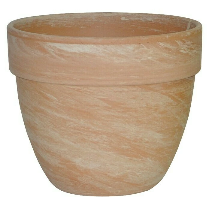 BAUHAUS Pflanztopf Levante Außenmaß (Ø X H): 21 X 18 Cm, Naturmaterialien, Hell Marmoriert