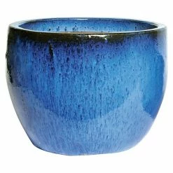 BAUHAUS Mega Collections Pflanztopf Havanna Außenmaß (Ø X H): 41 X 33 Cm, Keramik, Blau