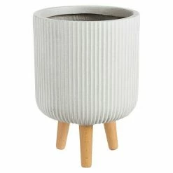 BAUHAUS Pflanztopf Nuovo Außenmaß (Ø X H): 25,5 X 36 Cm, Verbundwerkstoff, Weiß