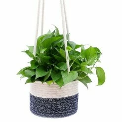 BAUHAUS Blumenampel Naturmaterialien, Grau/Weiß