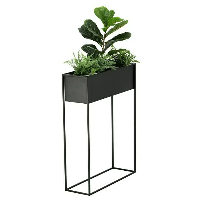 BAUHAUS Übertopf Eckig L X B X H: 60 X 20 X 80 Cm, Metall, Schwarz