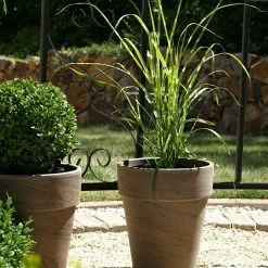 BAUHAUS Pflanztopf Außenmaß (Ø X H): 31 X 37 Cm, Naturmaterialien, Basalt