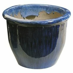 BAUHAUS Mega Collections Pflanztopf Havanna Außenmaß (Ø X H): 40 X 30 Cm, Keramik, Blau