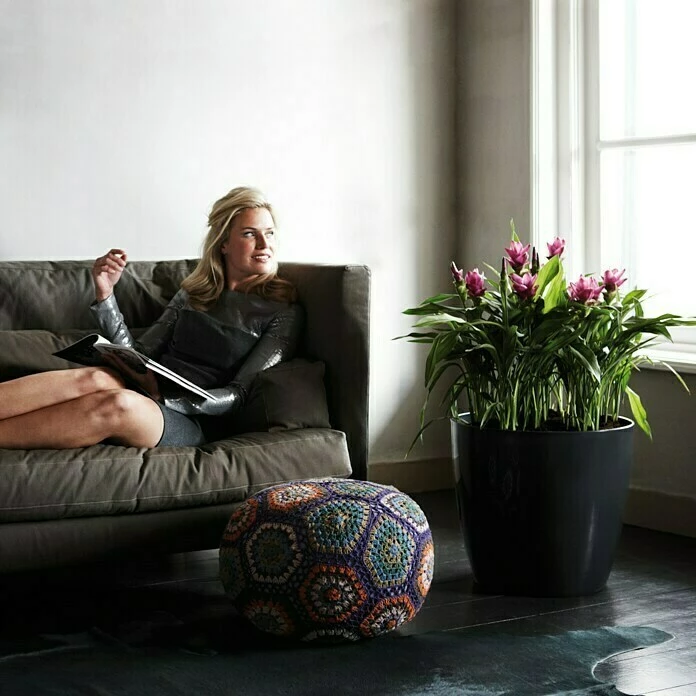 BAUHAUS Elho Brussels Diamond Übertopf Rund Round High Außenmaß (Ø X H): 32 X 55 Cm, Oyster Pearl, Kunststoff, Glänzend – Bild 2