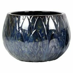 BAUHAUS Übertopf Rund Außenmaß (Ø X H): 26,5 X 19 Cm, Blau, Keramik