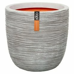 BAUHAUS Capi Europe Nature Übertopf Rund Rib NL Außenmaß (Ø X H): 43 X 41 Cm, Elfenbein, Kunststoff