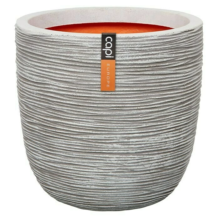 BAUHAUS Capi Europe Nature Übertopf Rund Rib NL Außenmaß (Ø X H): 43 X 41 Cm, Elfenbein, Kunststoff