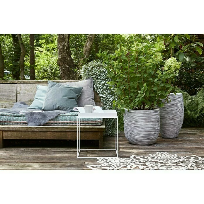 BAUHAUS Capi Europe Nature Übertopf Rund Rib NL Außenmaß (Ø X H): 43 X 41 Cm, Elfenbein, Kunststoff – Bild 2