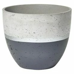 BAUHAUS Pflanzkübel Rund Ø X H: 45 X 38 Cm, Rund, Zement/Silber/Anthrazit