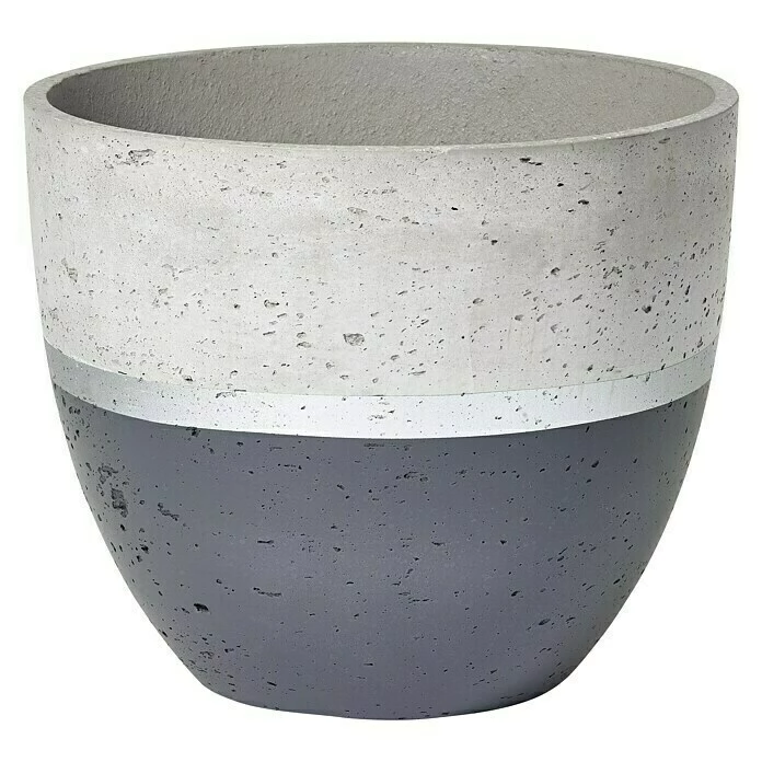 BAUHAUS Pflanzkübel Rund Ø X H: 45 X 38 Cm, Rund, Zement/Silber/Anthrazit
