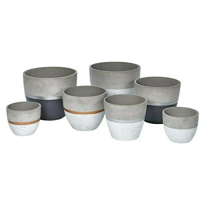 BAUHAUS Pflanzkübel Rund Ø X H: 45 X 38 Cm, Rund, Zement/Silber/Anthrazit – Bild 2