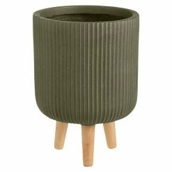 BAUHAUS Pflanztopf Nuovo Außenmaß (Ø X H): 25,5 X 36 Cm, Verbundwerkstoff, Grün