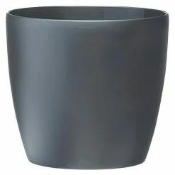 BAUHAUS Elho Brussels Übertopf Rund Round Außenmaß (Ø X H): 39 X 36 Cm, Kunststoff, Anthrazit, Rollen, Glänzend