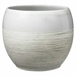 BAUHAUS SK Übertopf Rund Alberta Fashion Außenmaß (Ø X H): 15 X 13 Cm, Grau, Keramik, Glänzend