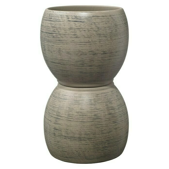 BAUHAUS SK Übertopf Rund Alberta Fashion Außenmaß (Ø X H): 18 X 16 Cm, Braun, Keramik, Holzoptik – Bild 2