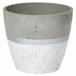 BAUHAUS Pflanzkübel Rund Ø X H: 32 X 28 Cm, Rund, Zement/Silber/Weiß