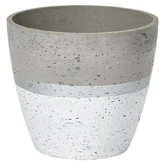 BAUHAUS Pflanzkübel Rund Ø X H: 32 X 28 Cm, Rund, Zement/Silber/Weiß