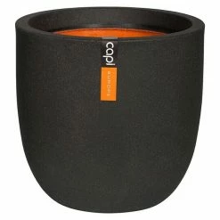 BAUHAUS Capi Europe Urban Übertopf Rund Smooth NL Außenmaß (Ø X H): 43 X 41 Cm, Schwarz, Kunststoff, Matt