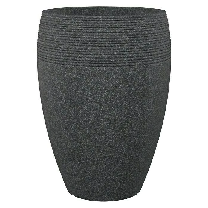 BAUHAUS Scheurich Pflanzkübel Rund Lineo High Außenmaß (Ø X H): 47 X 65 Cm, Kunststoff, Schwarz