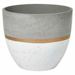 BAUHAUS Pflanzkübel Rund Ø X H: 45 X 38 Cm, Rund, Zement/Gold/Weiß