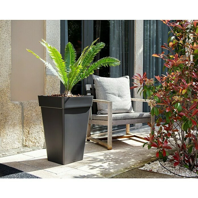 BAUHAUS Artevasi Capri Pflanztopf Außenmaß (L X B X H): 30 X 30 X 49,5 Cm, Kunststoff, Anthrazit – Bild 3