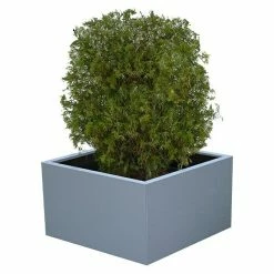 BAUHAUS Palatino Exlusive Line Pflanzkübel Eckig Clara 100 X 100 X 50 Cm, Stahl, Silber