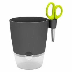 BAUHAUS Elho Brussels Kräutertopf All-in-1 Außenmaß (Ø X H): 13 X 16 Cm, Kunststoff, Anthrazit, Bewässerungsdocht, Matt