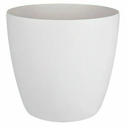 BAUHAUS Elho Brussels Übertopf Rund Round Außenmaß (Ø X H): 39 X 36 Cm, Kunststoff, Weiß, Rollen, Glänzend