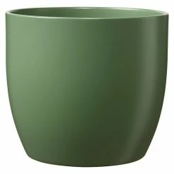 BAUHAUS SK Übertopf Rund Basel Fashion Außenmaß (Ø X H): 24 X 23 Cm, Moosgrün, Keramik, Matt