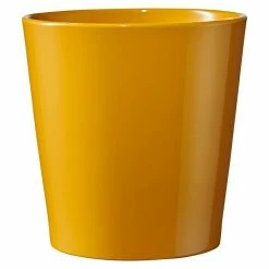 BAUHAUS Soendgen Keramik Übertopf Rund Dallas Breeze Außenmaß (Ø X H): 21 X 21 Cm, Senfgelb, Keramik, Glänzend