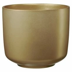 BAUHAUS Soendgen Keramik Übertopf Rund Bari Außenmaß (Ø X H): 13 X 12 Cm, Perlgold, Keramik, Matt