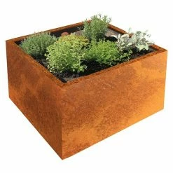 BAUHAUS Palatino Exlusive Line Pflanzkübel Eckig Clara 80 X 80 X 50 Cm, Cortenstahl, Rotbraun