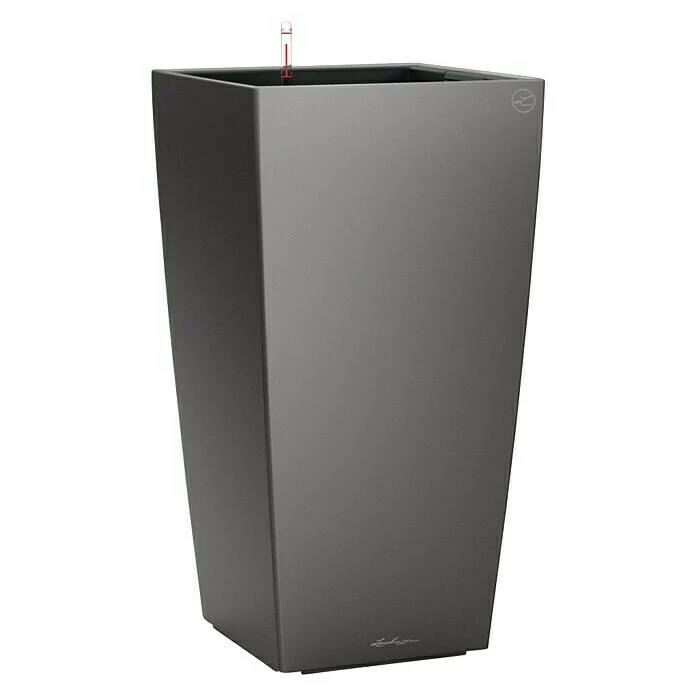 BAUHAUS Lechuza Pflanzsäule Eckig Cubico Premium Außenmaß (L X B X H): 39,5 X 39,5 X 75,5 Cm, Kunststoff, Anthrazit Metallic