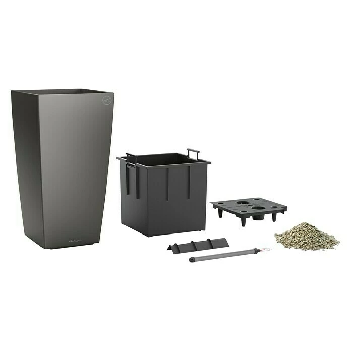 BAUHAUS Lechuza Pflanzsäule Eckig Cubico Premium Außenmaß (L X B X H): 39,5 X 39,5 X 75,5 Cm, Kunststoff, Anthrazit Metallic – Bild 2