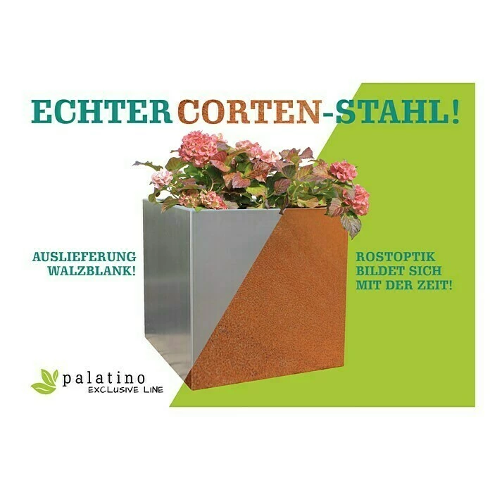 BAUHAUS Palatino Exlusive Line Pflanzkübel Eckig Clara 80 X 80 X 50 Cm, Cortenstahl, Rotbraun – Bild 2