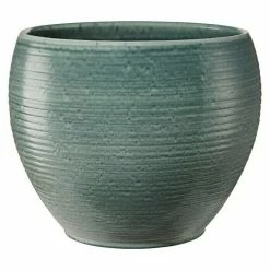 BAUHAUS Soendgen Keramik Übertopf Rund Manacor Deluxe Außenmaß (Ø X H): 20 X 16 Cm, Salbei, Keramik