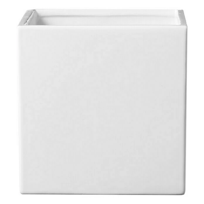 BAUHAUS SK Übertopf Eckig Latina Außenmaß (L X B X H): 8 X 8 X 7 Cm, Keramik, Weiß, Glänzend