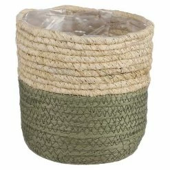 BAUHAUS Übertopf Rund Rachel Außenmaß (Ø X H): 14 X 14 Cm, Natur/Grün