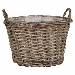 BAUHAUS Pflanzkorb Außenmaß (Ø X H): 36 X 25 Cm, Naturmaterialien, Grau